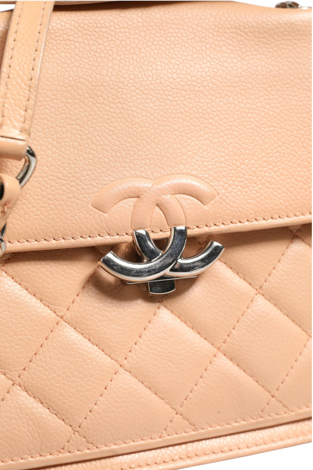 Doorgestikte CC Box Flap Bag van geitenleer, klein