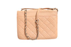Doorgestikte CC Box Flap Bag van geitenleer, klein