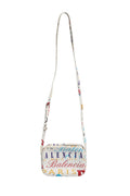 Witte Mini City Handtas met Leren Graffiti Print