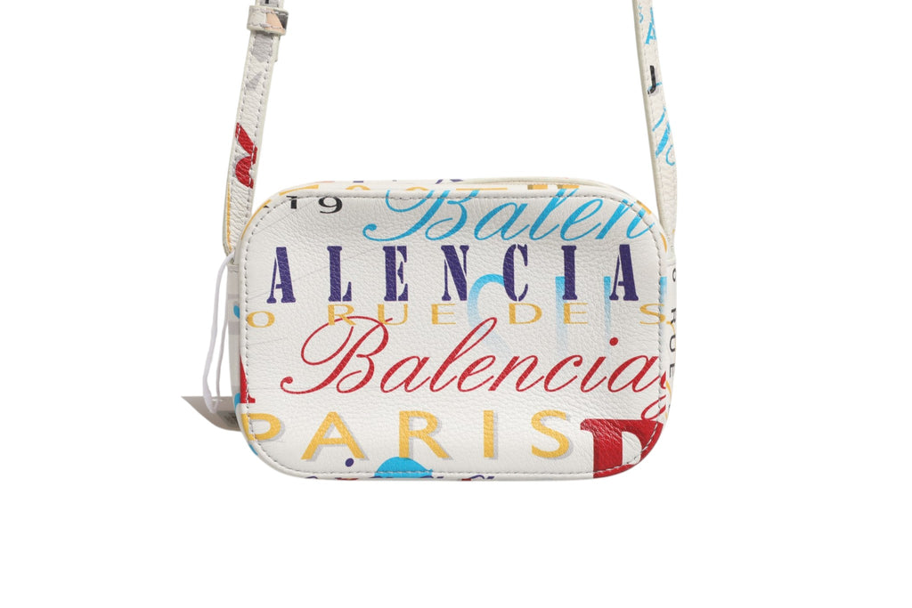 Witte Mini City Handtas met Leren Graffiti Print