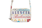 Witte Mini City Handtas met Leren Graffiti Print
