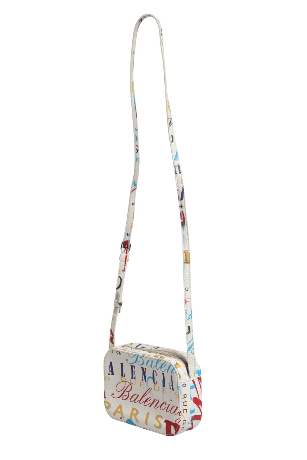 Witte Mini City Handtas met Leren Graffiti Print