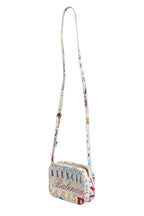 Witte Mini City Handtas met Leren Graffiti Print