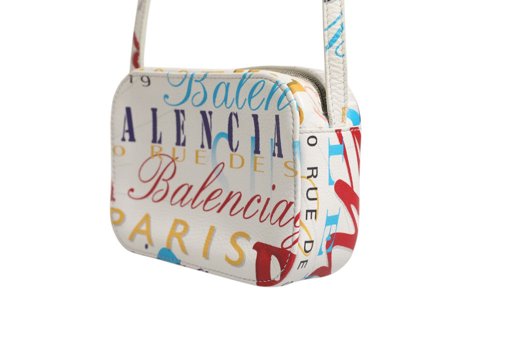 Witte Mini City Handtas met Leren Graffiti Print