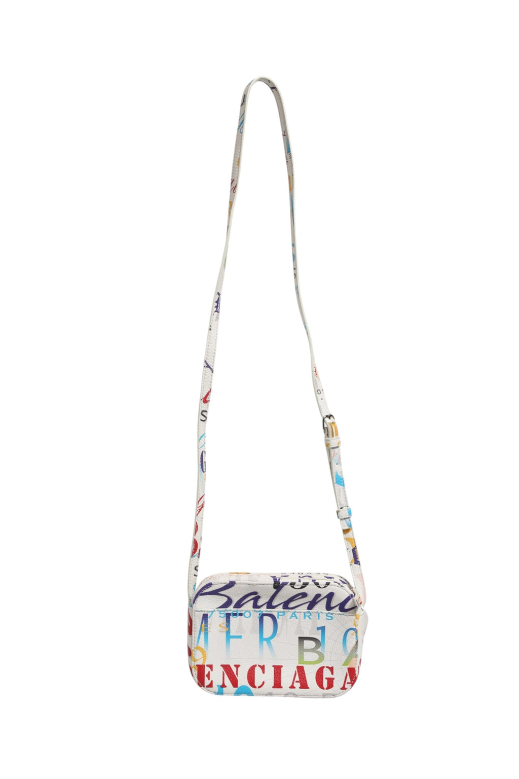 Witte Mini City Handtas met Leren Graffiti Print