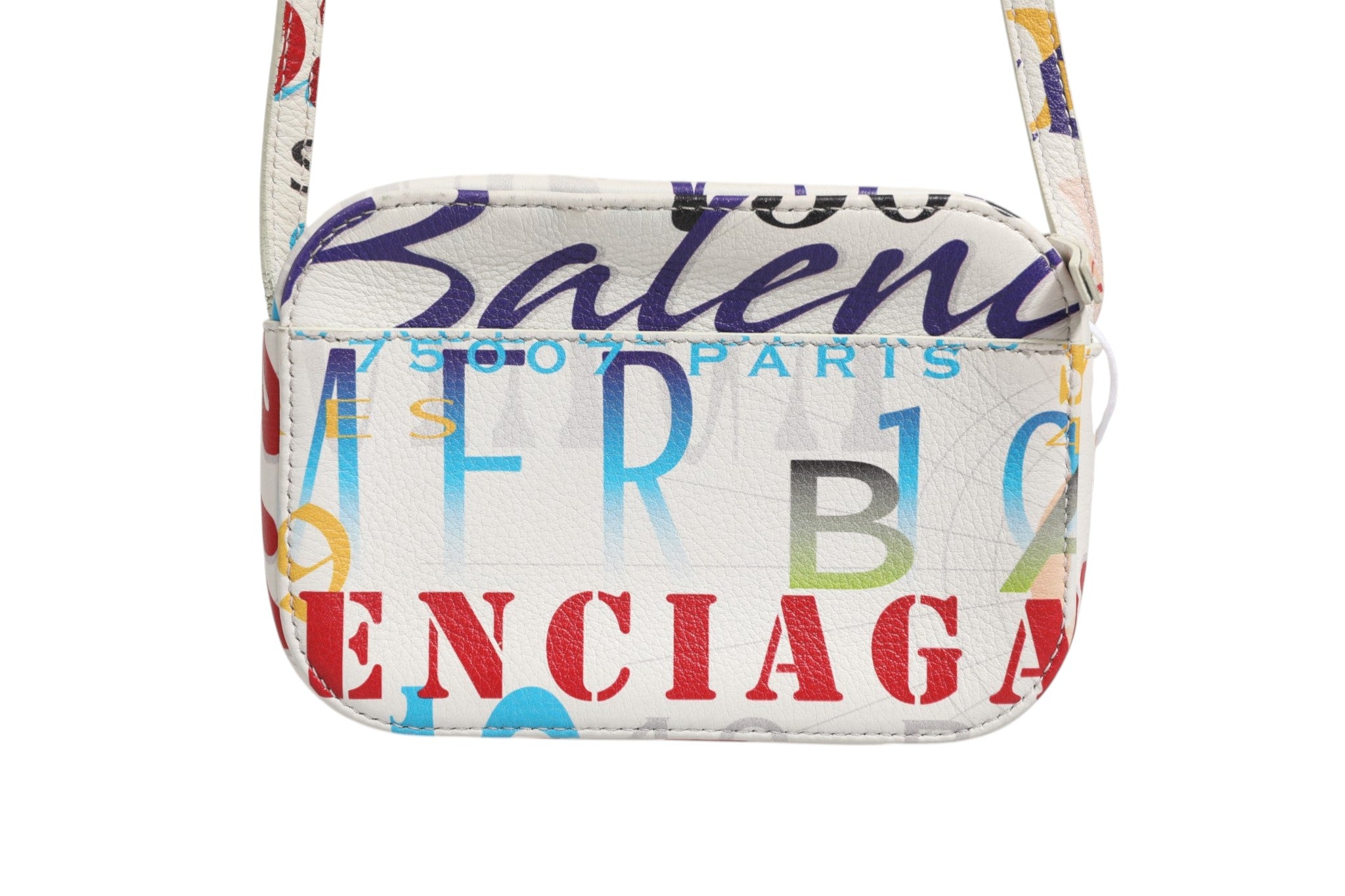 Witte Mini City Handtas met Leren Graffiti Print