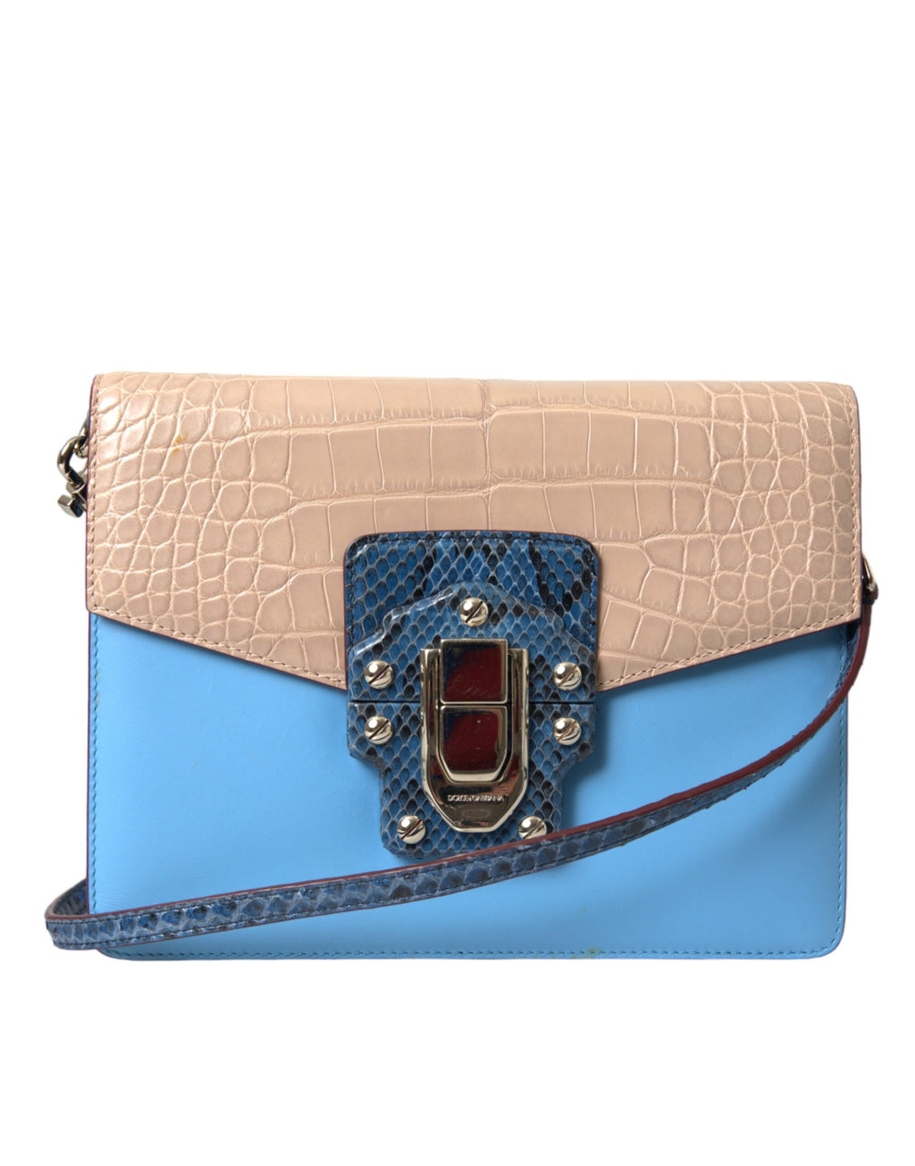 Blauw Beige Exotisch Lederen LUCIA Crossbody Tas