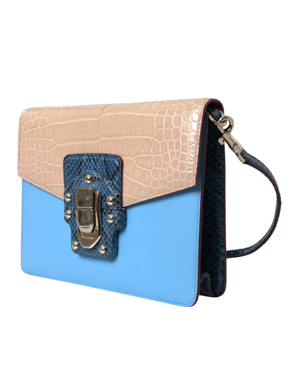 Blauw Beige Exotisch Lederen LUCIA Crossbody Tas