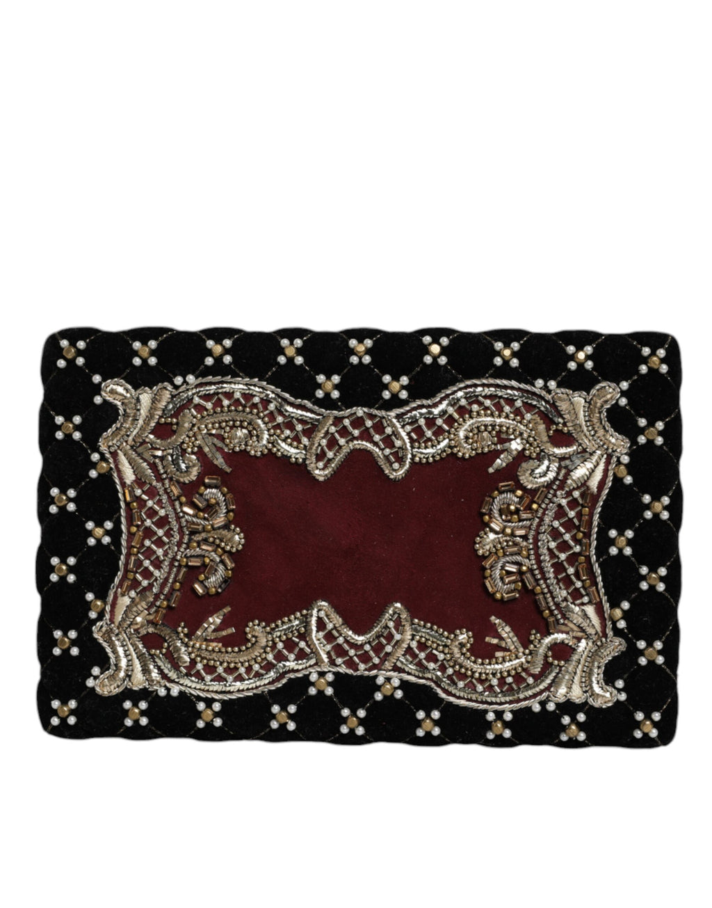 Bordeaux Zwart Fluweel Goud Frame Clutch Avondtas
