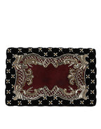 Bordeaux Zwart Fluweel Goud Frame Clutch Avondtas