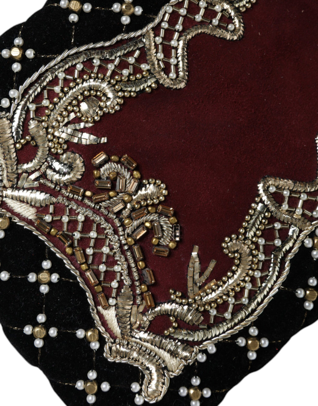 Bordeaux Zwart Fluweel Goud Frame Clutch Avondtas