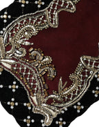 Bordeaux Zwart Fluweel Goud Frame Clutch Avondtas