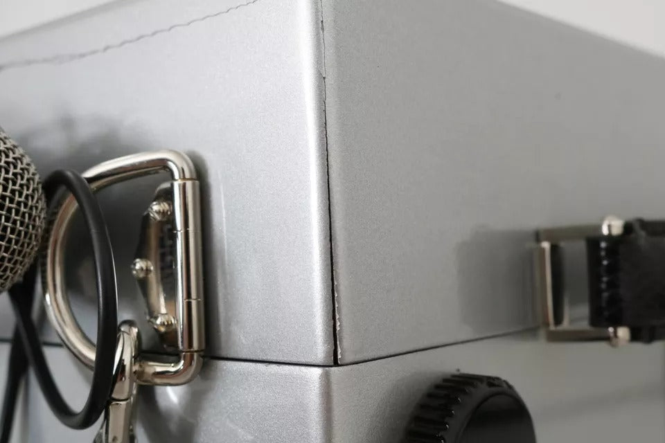 Zilveren Retro Radio Boombox Limited Edition Handgemaakte Houten Tas