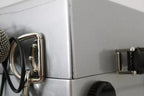 Zilveren Retro Radio Boombox Limited Edition Handgemaakte Houten Tas