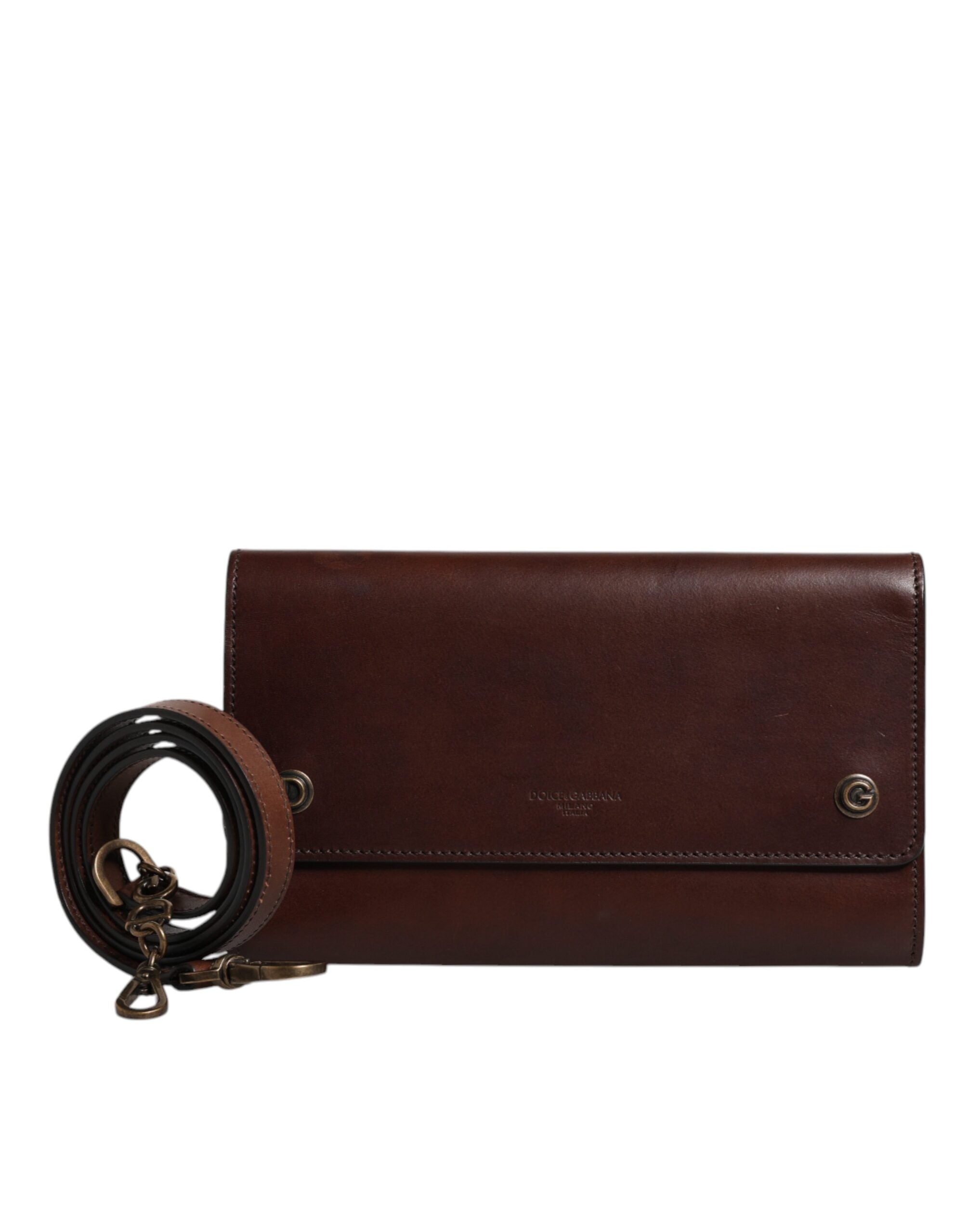 Bruinleren Crossbodytas Met Logo In Reliëf