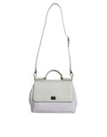 Witte Rafia Leren Crossbodytas met Handvat