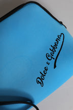 Blue DG Logo Print Clutch Zip Borse Pouch Bag