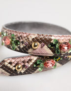 Multicolor Python Embellished Crystal Stud Shoulder Strap
