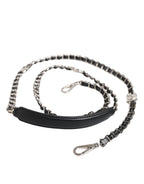 Black Leather DG Logo Chain Bag Shoulder Strap