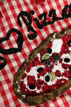 Red I Love Pizza Rhinestone Embellished Tote Bag