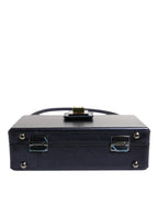 Blue DG BOX Lambskin Leather Crossbody Strap Bag