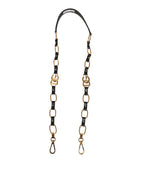 Black Leather Gold Chain Bag Accessory Shoulder Strap